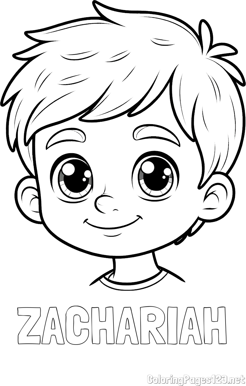ZACHARIAH Coloring Page and Boy Face Coloring Page