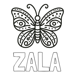 Online Created Coloring Page - ZALA Coloring Page and Butterfly Coloring Page (Simple)