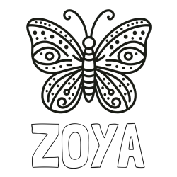 Online Created Coloring Page - ZOYA Coloring Page and Butterfly Coloring Page (Simple)