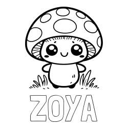 Online Created Coloring Page - ZOYA Coloring Page and Coloring Page of a Cute Mushroom