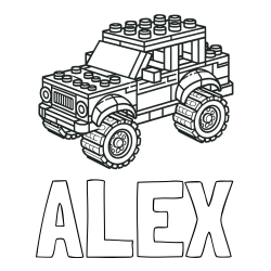 Online Created Coloring Page - ALEX Coloring Page and LEGO Jeep Coloring Page