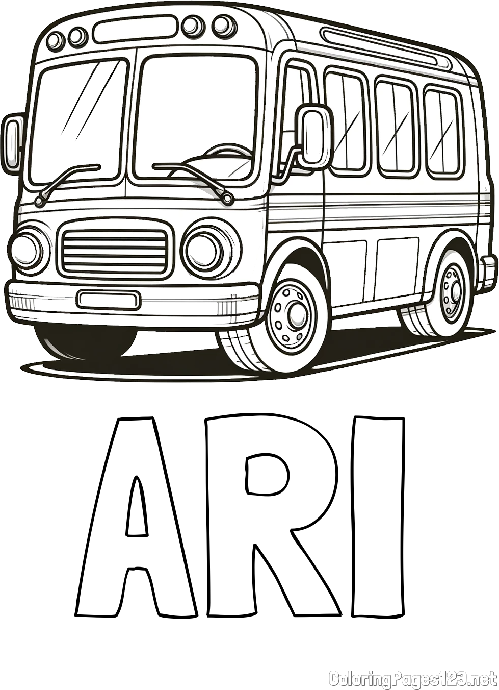 ARI Coloring Page and Coloring Page of a Big Bus