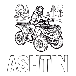 Online Created Coloring Page - ASHTIN Coloring Page and Motorist on ATV Coloring Page