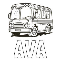 Online Created Coloring Page - AVA Coloring Page and Coloring Page of a Big Bus