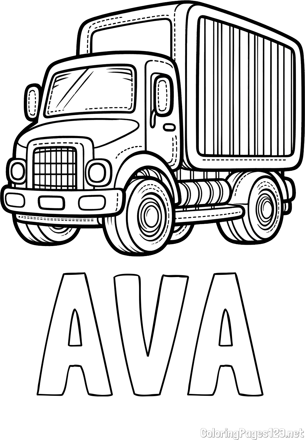 AVA Coloring Page and Large Truck Coloring Page