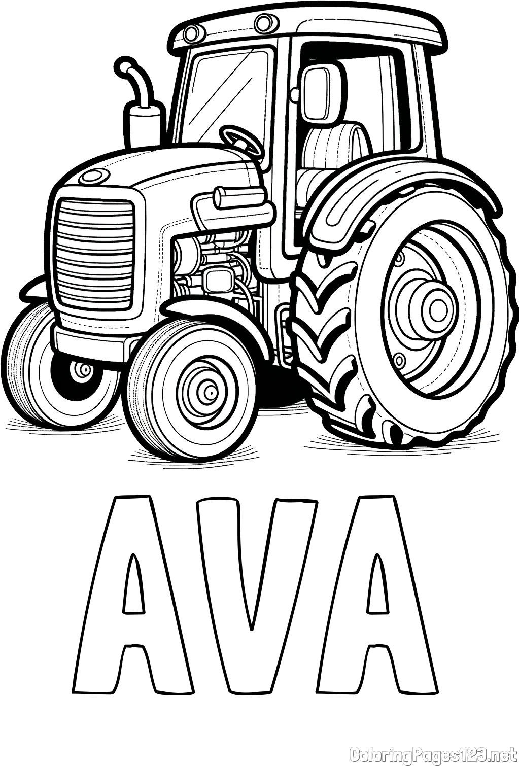 AVA Coloring Page and Tractor Coloring Page - Realistic and Beautiful