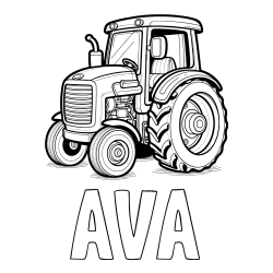 Online Created Coloring Page - AVA Coloring Page and Tractor Coloring Page - Realistic and Beautiful