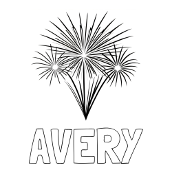 AVERY Coloring Page and Beautiful New Year’s Fireworks Coloring Page