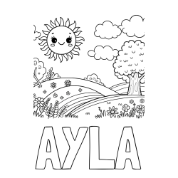 Online Created Coloring Page - AYLA Coloring Page and Sunny Nature Coloring Page