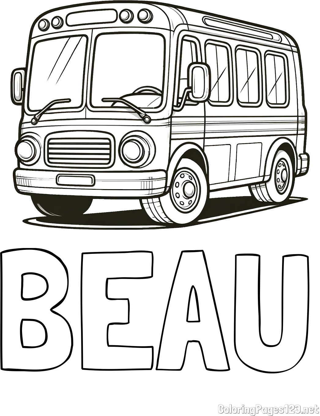 BEAU Coloring Page and Coloring Page of a Big Bus