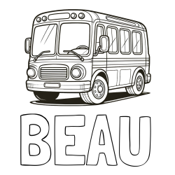 Online Created Coloring Page - BEAU Coloring Page and Coloring Page of a Big Bus