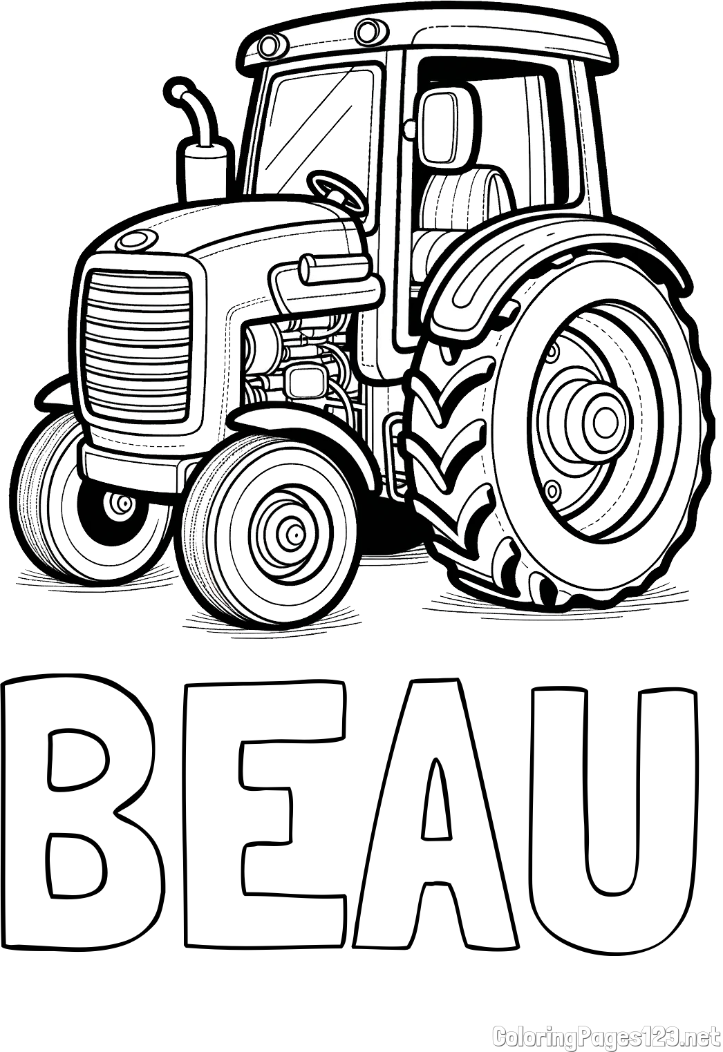 BEAU Coloring Page and Tractor Coloring Page - Realistic and Beautiful