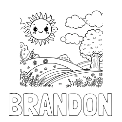 Online Created Coloring Page - BRANDON Coloring Page and Sunny Nature Coloring Page