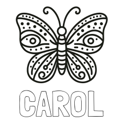 CAROL Coloring Page and Butterfly Coloring Page (Simple)