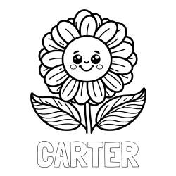 Online Created Coloring Page - CARTER Coloring Page and Smiling Flower Coloring Page