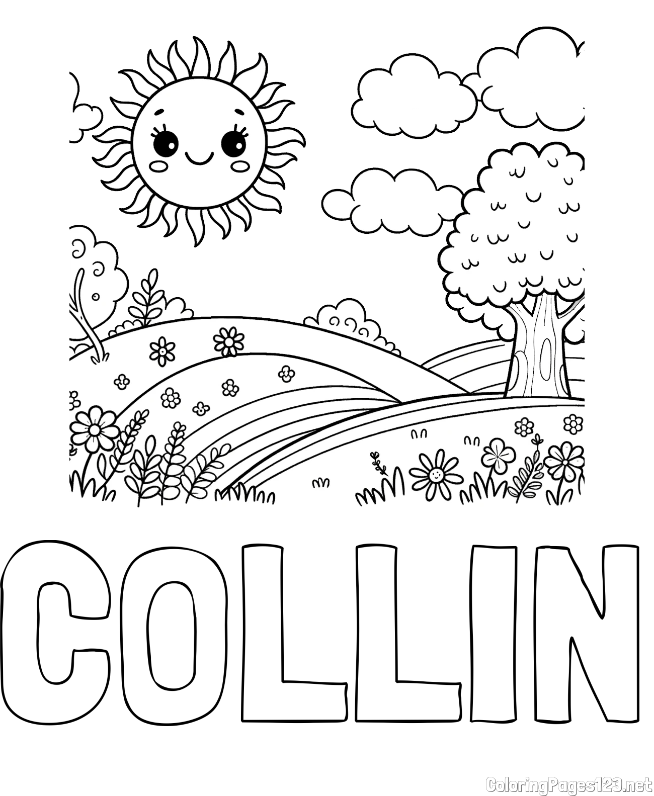 COLLIN Coloring Page and Sunny Nature Coloring Page