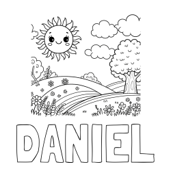 Online Created Coloring Page - DANIEL Coloring Page and Sunny Nature Coloring Page