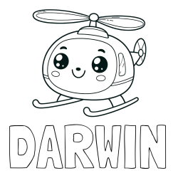 Online Created Coloring Page - DARWIN Coloring Page and Coloring Page of a Smiling Helicopter