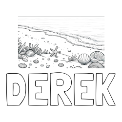 Online Created Coloring Page - DEREK Coloring Page and Beautiful Seashore Coloring Page