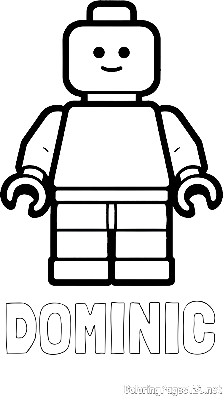 DOMINIC Coloring Page and Easy LEGO Character Coloring Page
