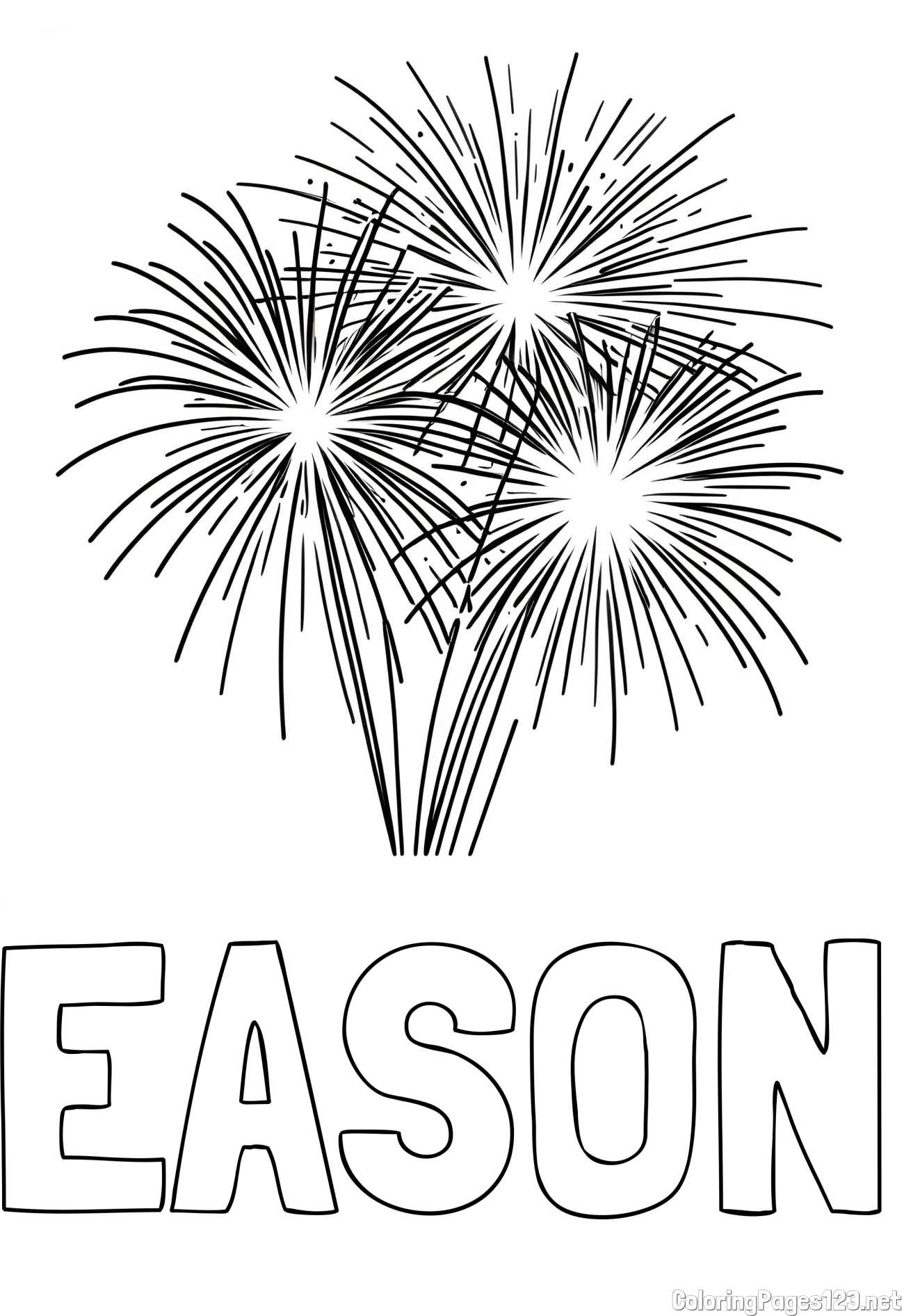 EASON Coloring Page and Beautiful Fireworks Coloring Page