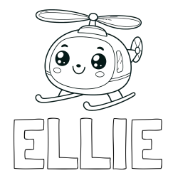 Online Created Coloring Page - ELLIE Coloring Page and Coloring Page of a Smiling Helicopter