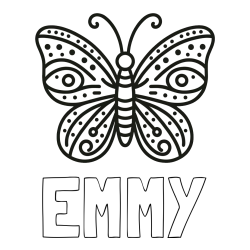 Online Created Coloring Page - EMMY Coloring Page and Butterfly Coloring Page (Simple)