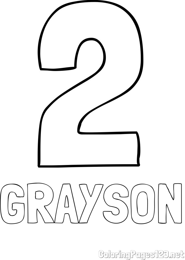 GRAYSON Coloring Page and Coloring Page of Number Two (2)