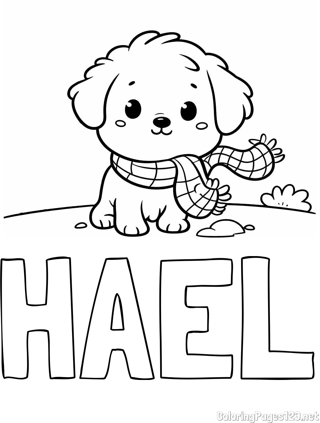 HAEL Coloring Page and Coloring Page of an Adorable Puppy