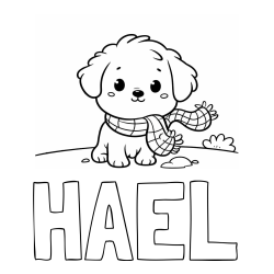 Online Created Coloring Page - HAEL Coloring Page and Coloring Page of an Adorable Puppy
