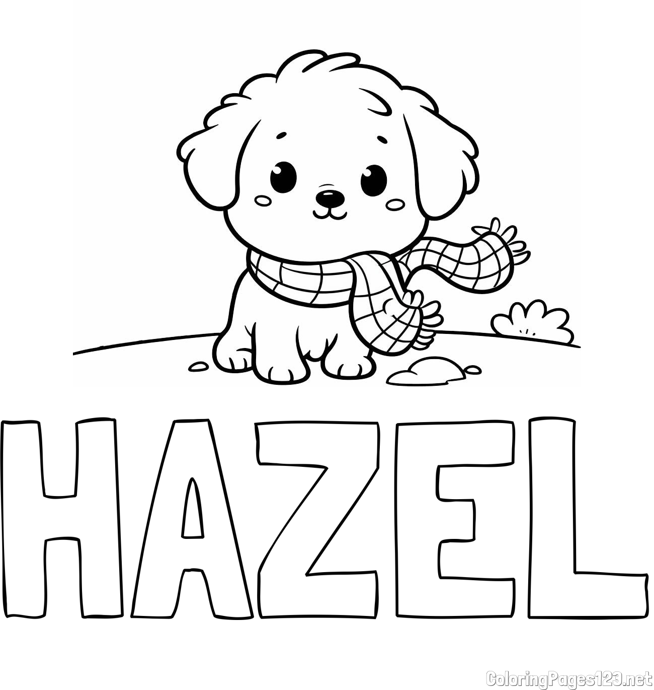 HAZEL Coloring Page and Coloring Page of an Adorable Puppy