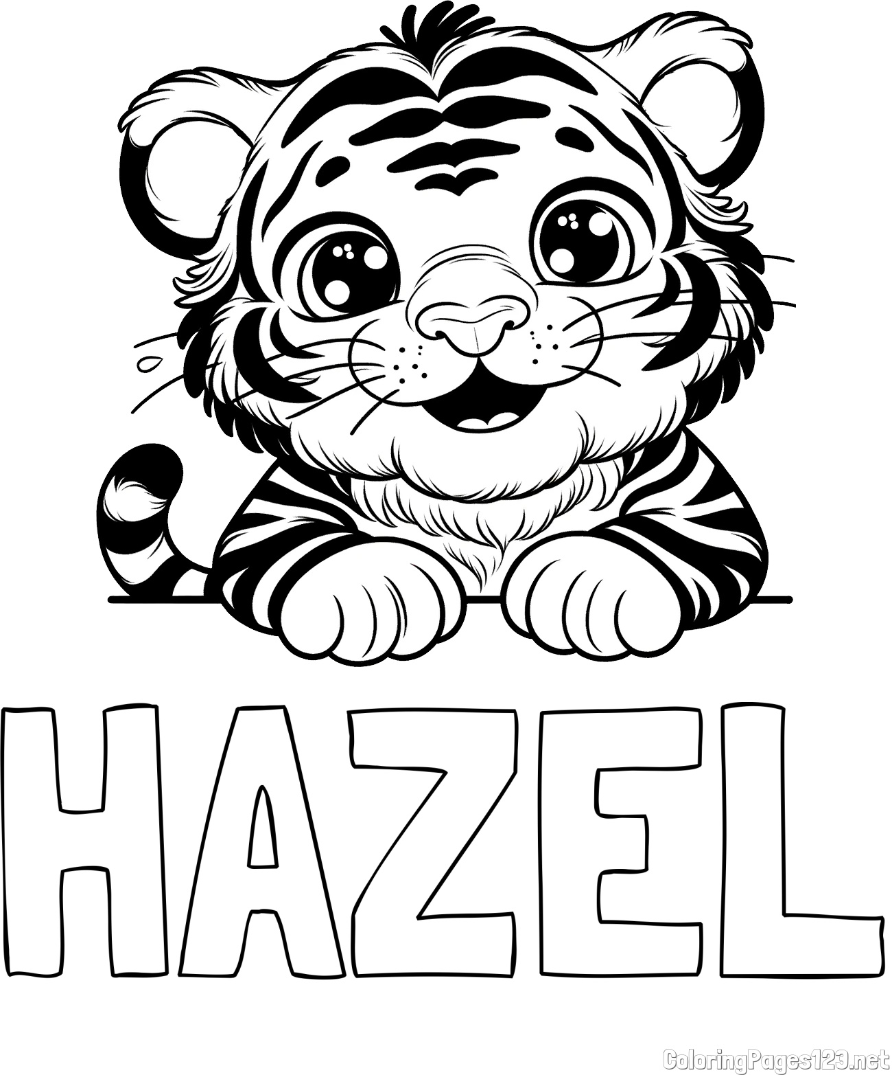 HAZEL Coloring Page and Tiger Cub Coloring Page