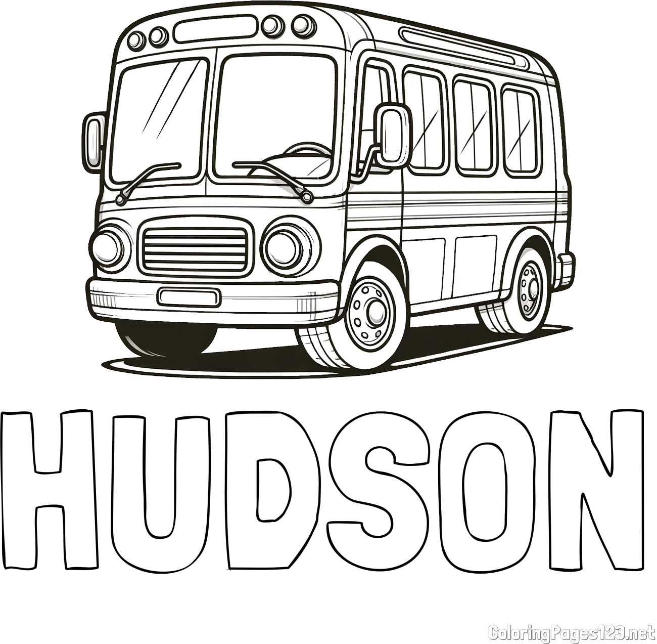 HUDSON Coloring Page and Coloring Page of a Big Bus
