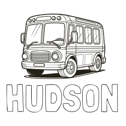 Online Created Coloring Page - HUDSON Coloring Page and Coloring Page of a Big Bus