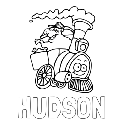 Online Created Coloring Page - HUDSON Coloring Page and Funny Train Coloring Page for Kids