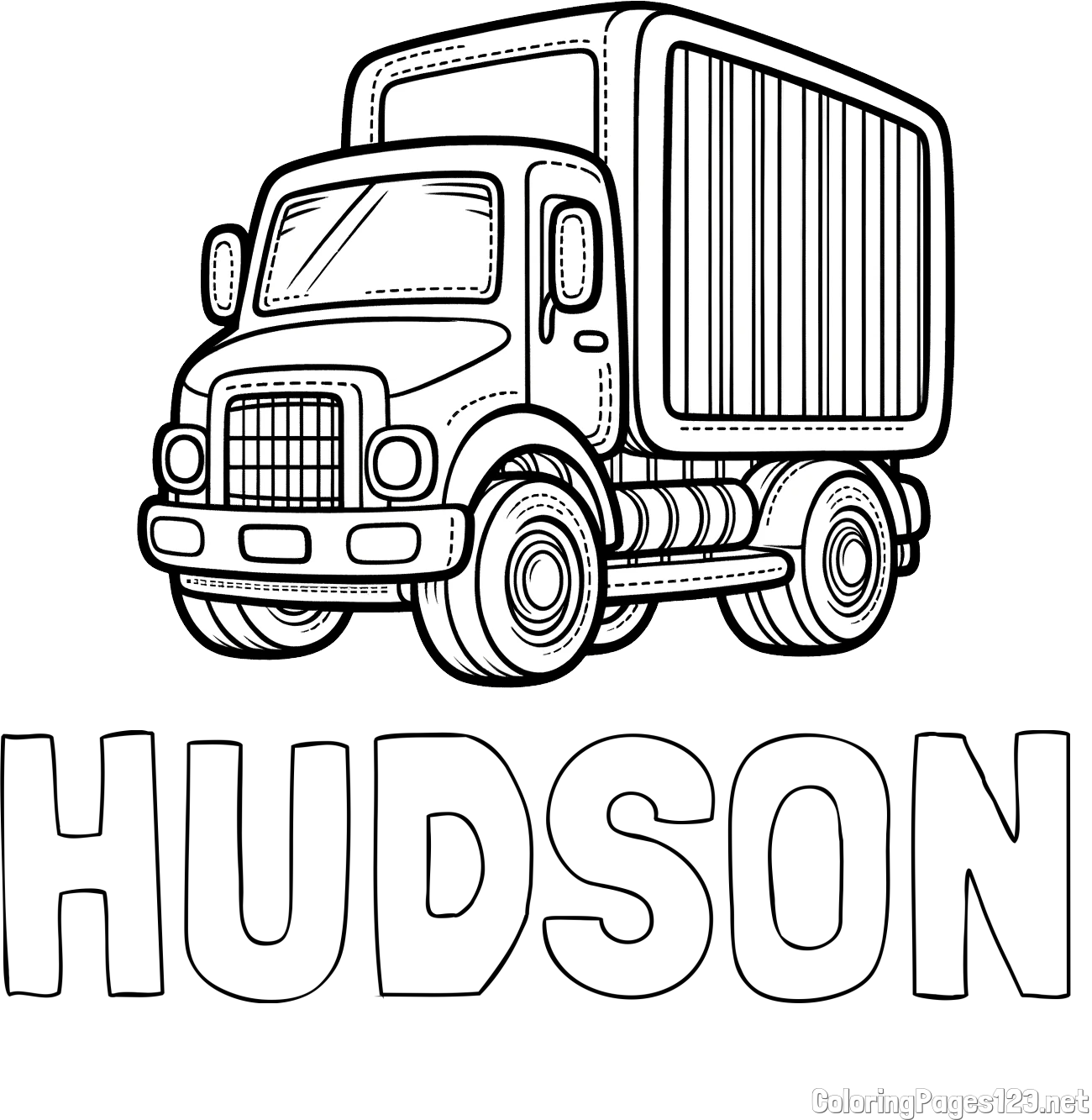 HUDSON Coloring Page and Large Truck Coloring Page