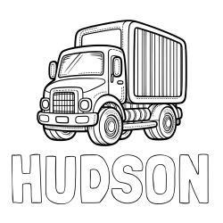 Online Created Coloring Page - HUDSON Coloring Page and Large Truck Coloring Page
