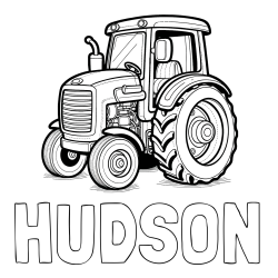 Online Created Coloring Page - HUDSON Coloring Page and Tractor Coloring Page - Realistic and Beautiful