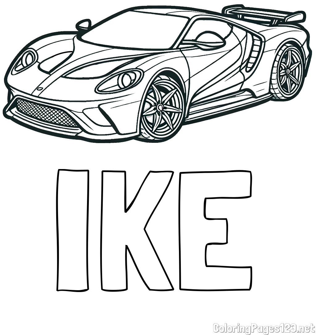 IKE Coloring Page and Coloring Page of a Fast Sport's Car