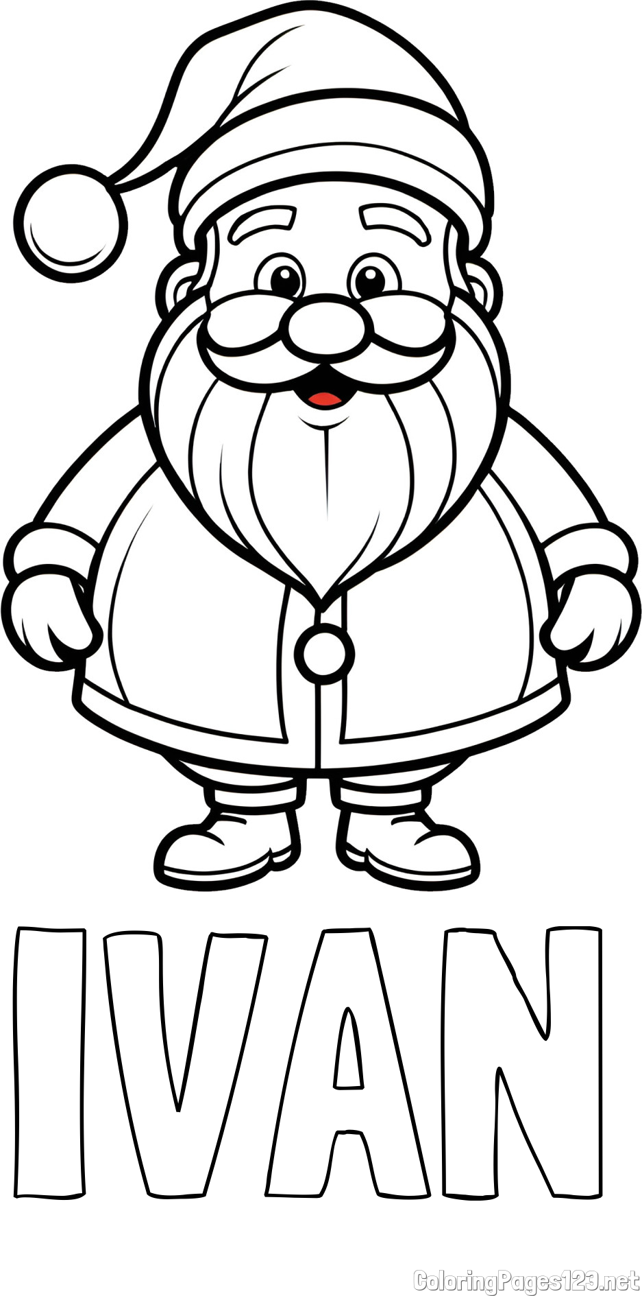 IVAN Coloring Page and Adorable Santa Claus Coloring Page for kids