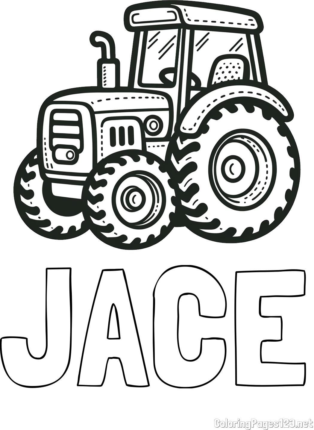 JACE Coloring Page and Beautiful Tractor Coloring Page