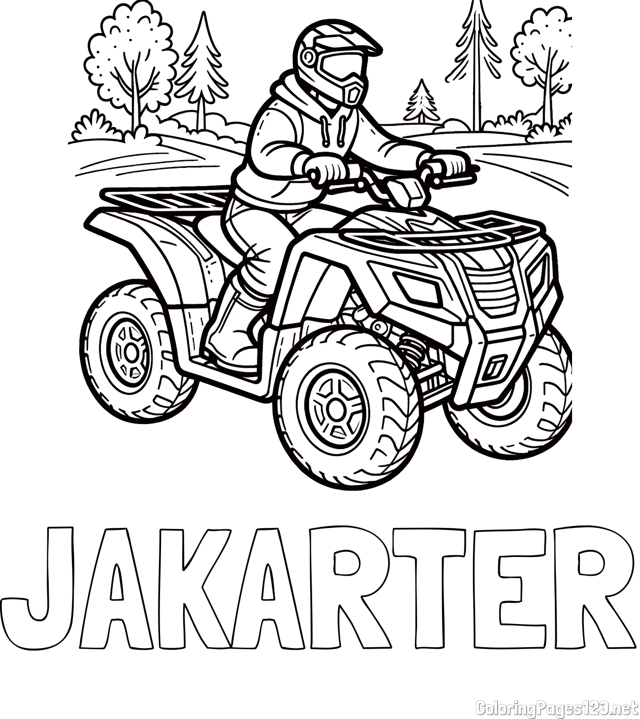 JAKARTER Coloring Page and Motorist on ATV Coloring Page