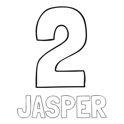 Online Created Coloring Page - JASPER Coloring Page and Coloring Page of Number Two (2)