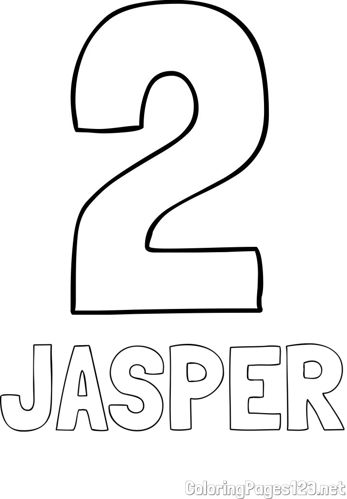 JASPER Coloring Page and Coloring Page of Number Two (2)