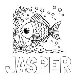 Online Created Coloring Page - JASPER Coloring Page and Free Coloring Page of a Cute Fish