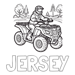 Online Created Coloring Page - JERSEY Coloring Page and Motorist on ATV Coloring Page