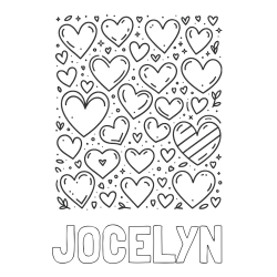 Online Created Coloring Page - JOCELYN Coloring Page and Children's Coloring Page of Many Hearts
