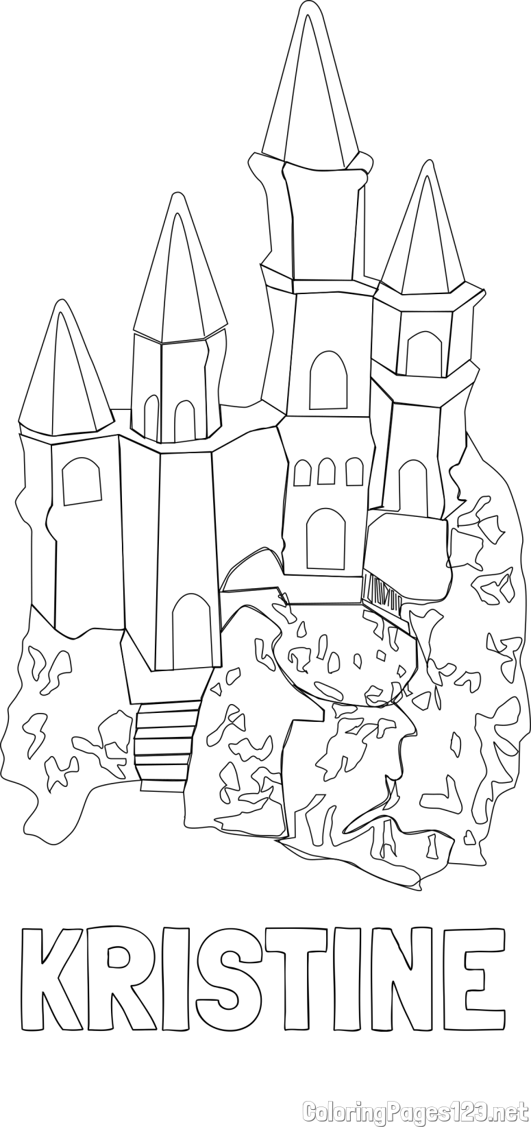KRISTINE Coloring Page and Abstract Castle Coloring Page - Simple Yet Detailed