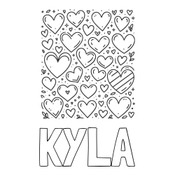 KYLA Coloring Page and Children's Coloring Page of Many Hearts
