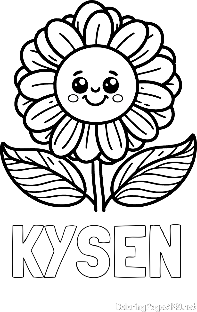 KYSEN Coloring Page and Smiling Flower Coloring Page